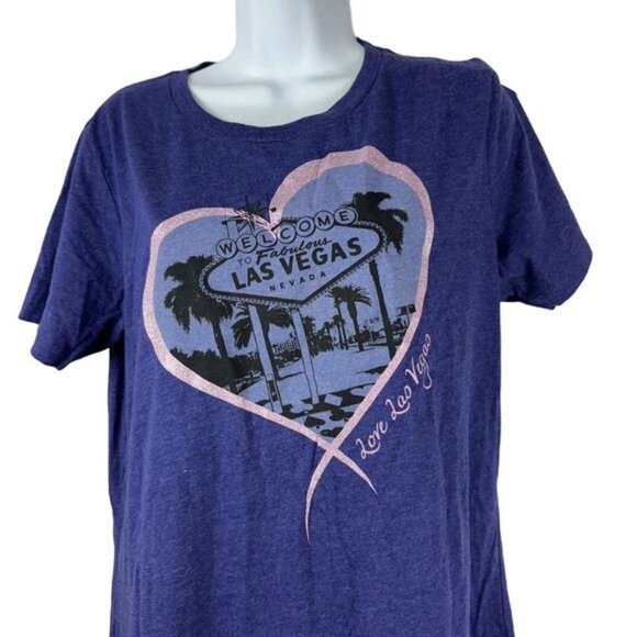 Welcome To Las Vegas Graphic Tee XL Next Level Apparel Navy Blue Cotton Blend - Picture 3 of 8
